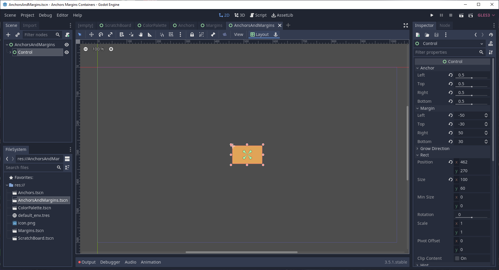Anchors and Margins and Containers, Godot My! Josh Anthony