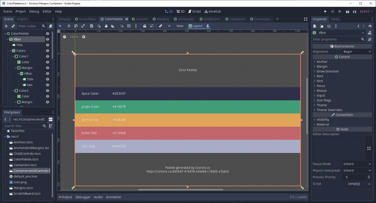 Anchors and Margins and Containers, Godot My! Josh Anthony