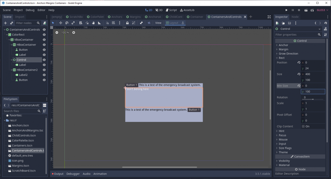 Anchors and Margins and Containers, Godot My! Josh Anthony