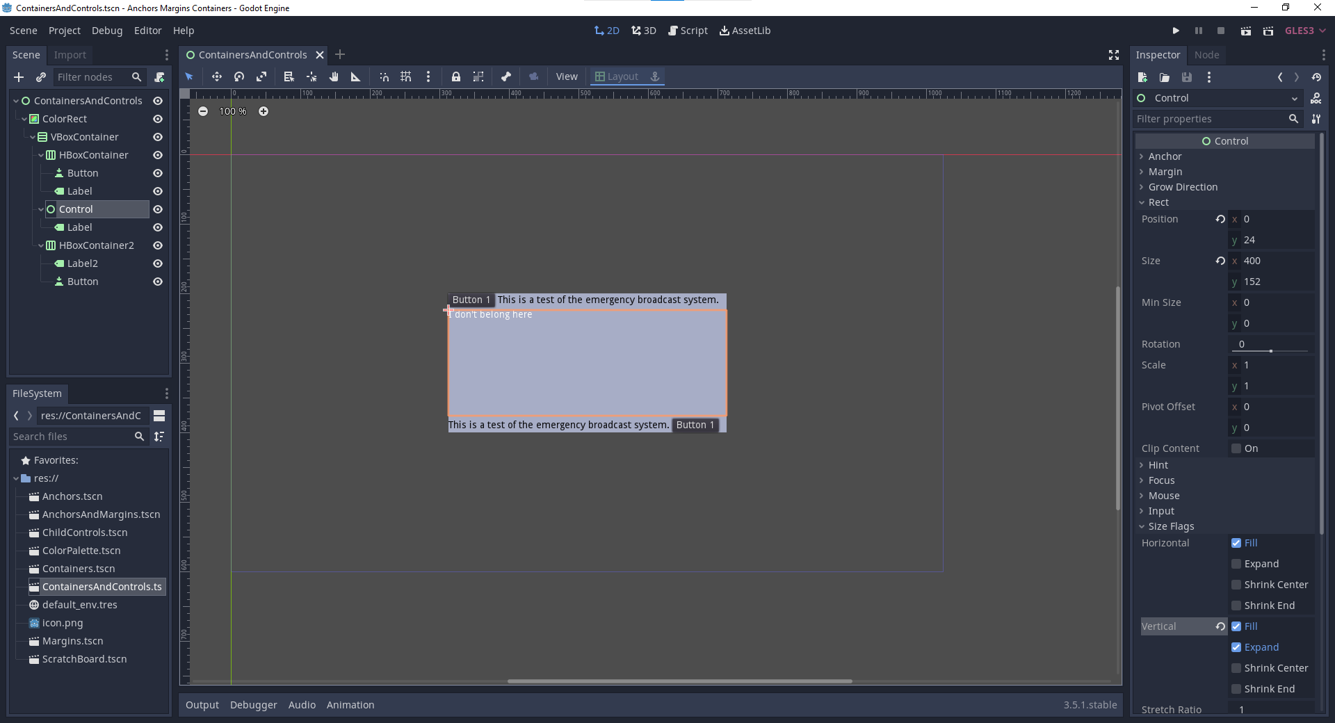 Anchors and Margins and Containers, Godot My! Josh Anthony
