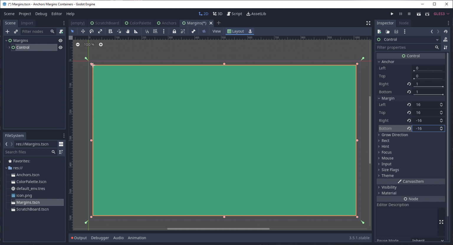 Anchors and Margins and Containers, Godot My! Josh Anthony